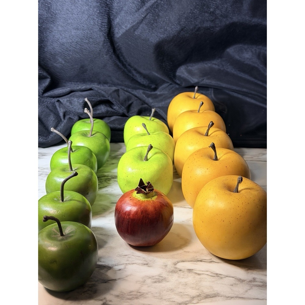 Set of 15 Faux Apples Realistic Decorative Fruit Green 3" Display Lot (P2919)